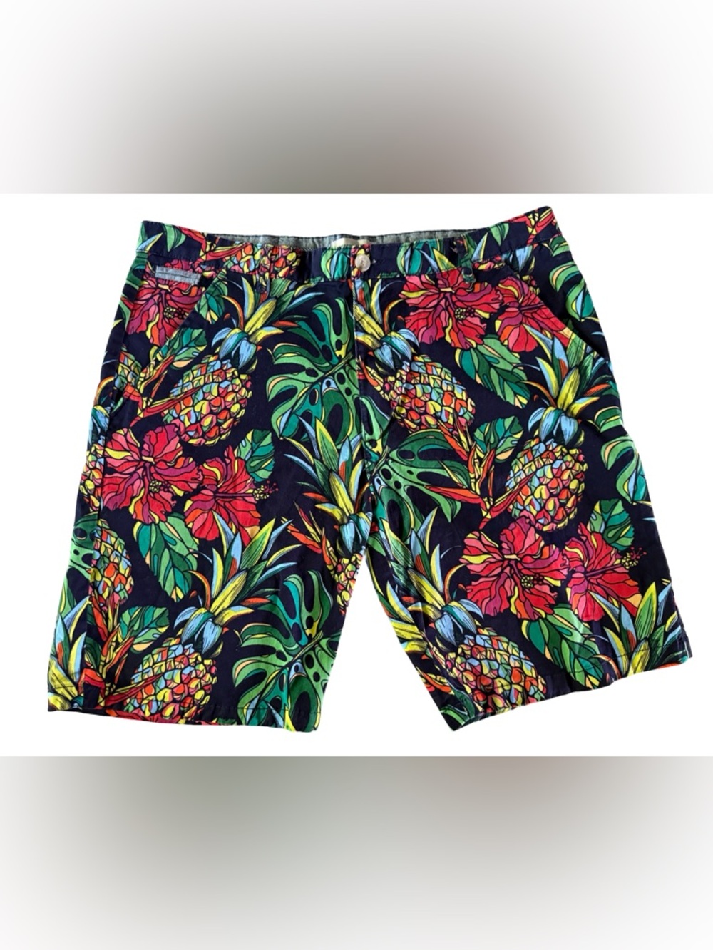 Hudson & Barrow Tropical Pineapple Floral Shorts Men’s 38 Hawaiian Summer